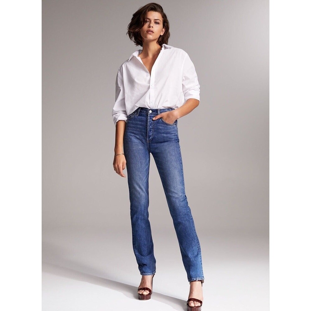 Aritzia Denim Forum Women's Nina Stovepipe Jeans High Rise Medium Wash Size 26